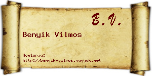 Benyik Vilmos névjegykártya